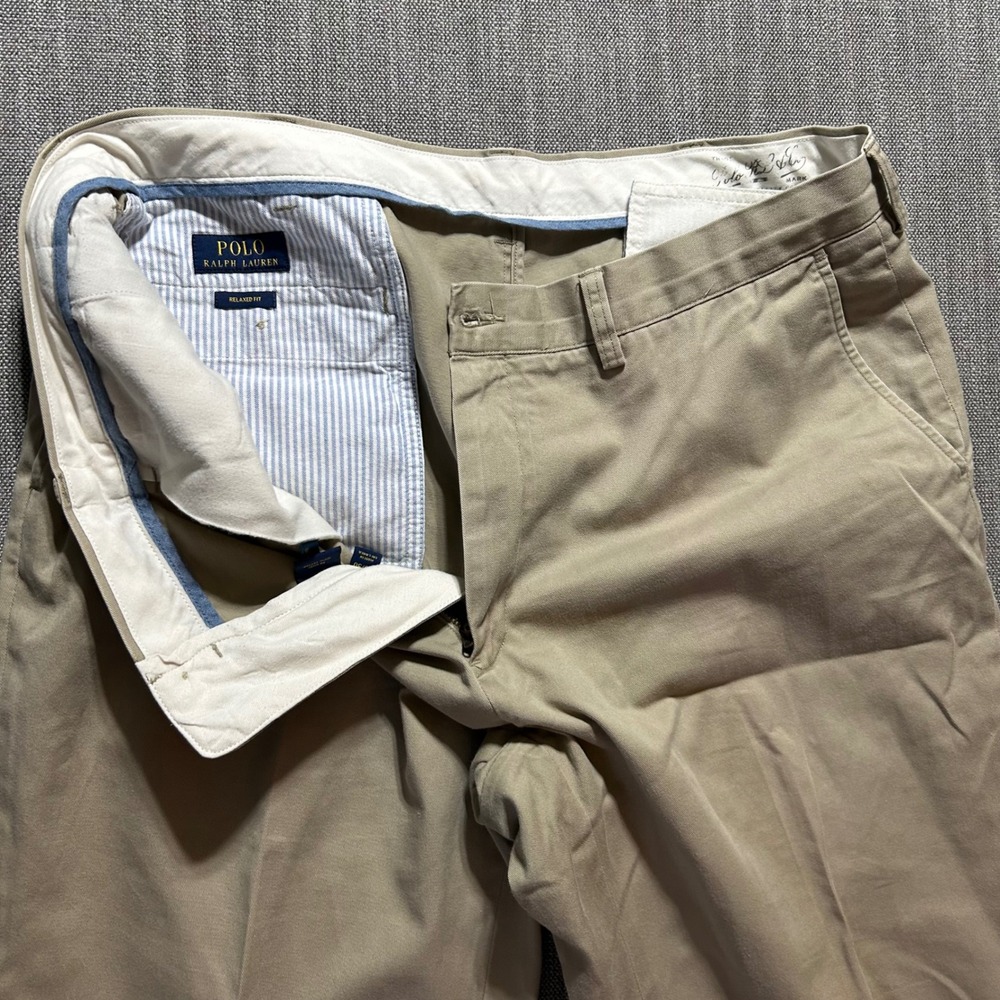 Polo Ralph Lauren Mens Relaxed Fit Chino Pants Tan Khaki 100% Cotton 38x30
